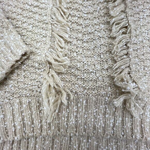 POL Oversized Cream Cowl Neck Sweater Size Small Fringe - Picture 2 of 5